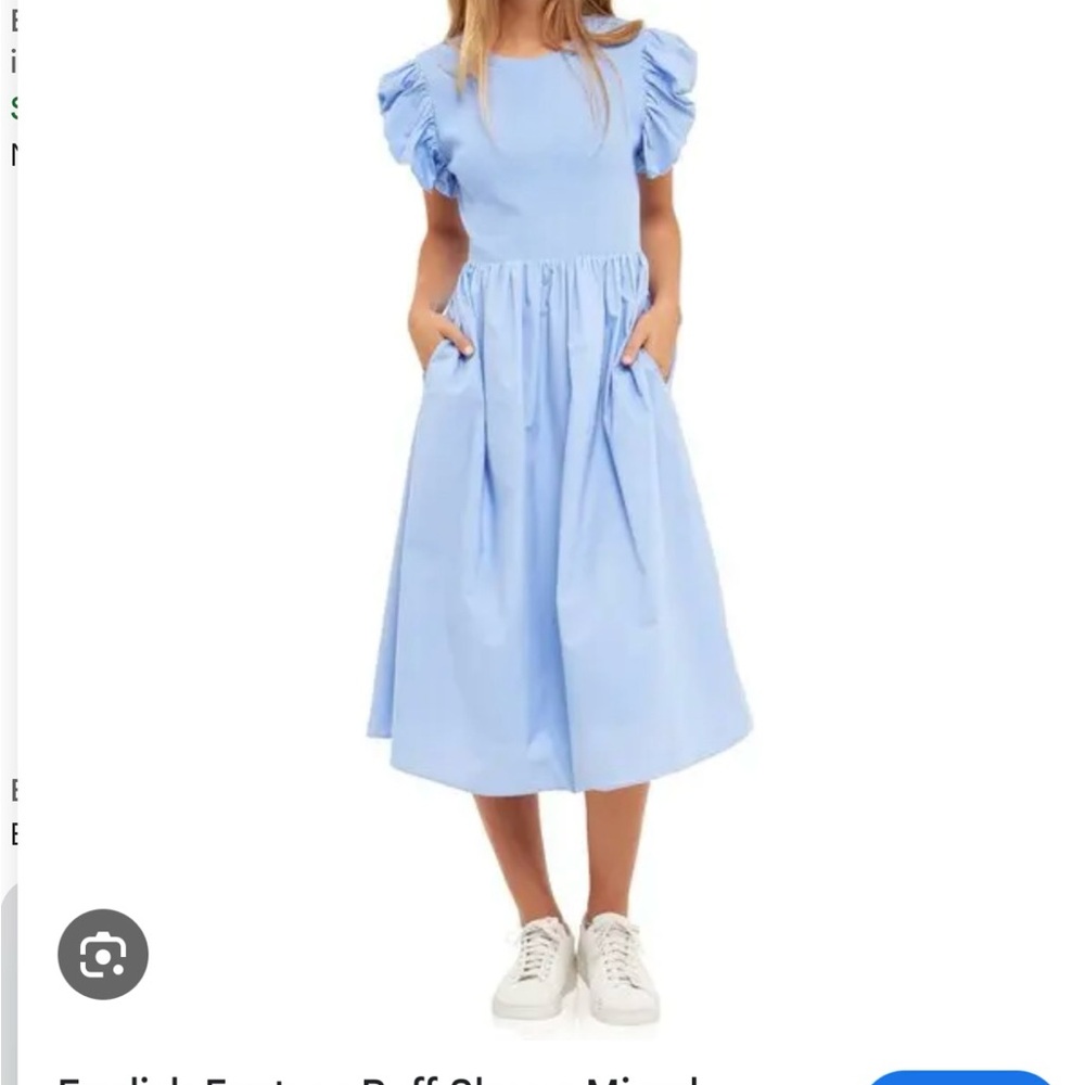 English Factory Soft Blue Ribbed dress